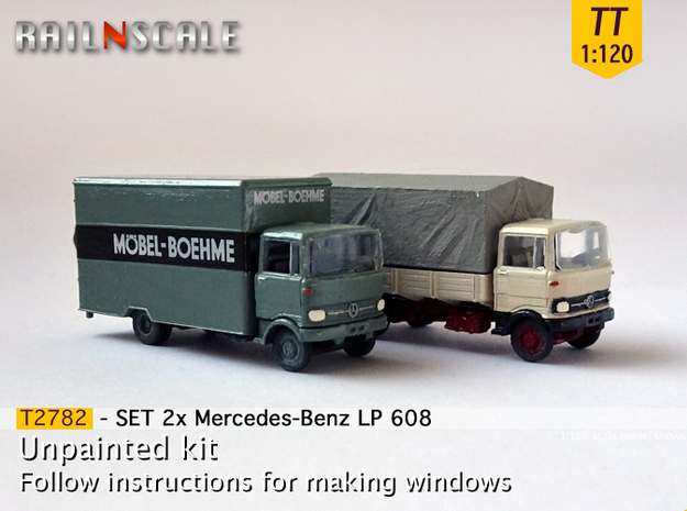 SET 2x Mercedes-Benz LP 608 (TT 1:120) in Tan Fine Detail Plastic