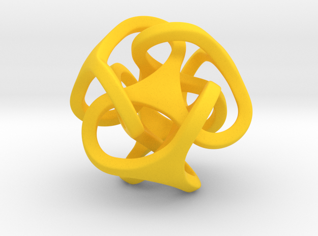 Interlocking Ball based on Tetrahedron in Yellow Processed Versatile Plastic