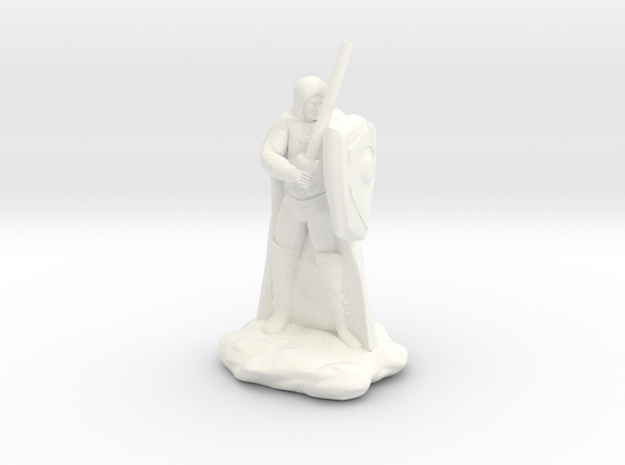 Human Ranger with Sword and Shield in White Processed Versatile Plastic