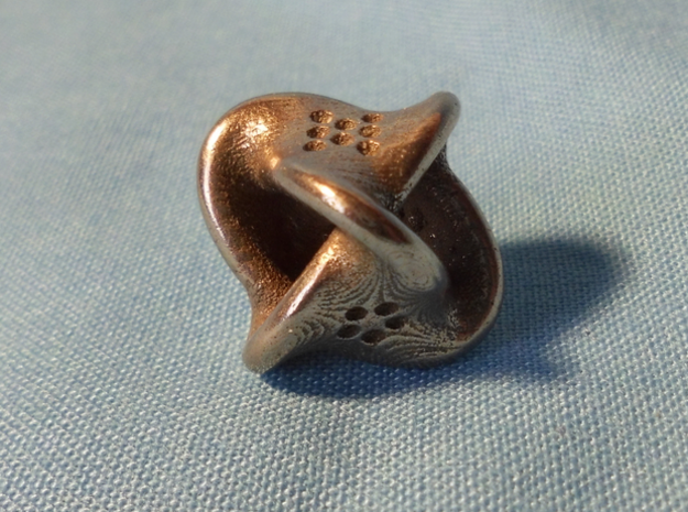 Unusual twisted D8 (bumps inside) in Polished Bronzed Silver Steel: Extra Small