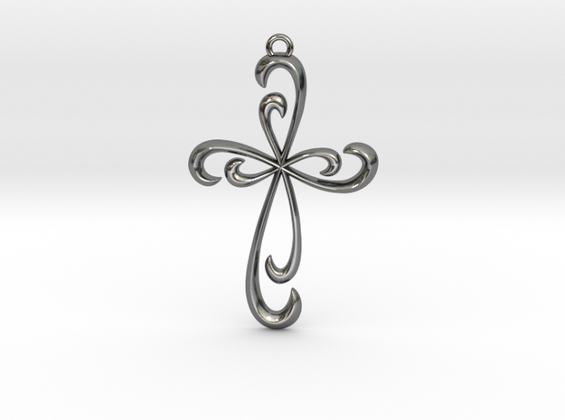 Cross Pendant in Fine Detail Polished Silver