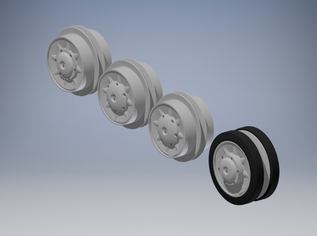 1/35 Spare Roadwheel Set Brummbar Ft Benning  in Clear Ultra Fine Detail Plastic