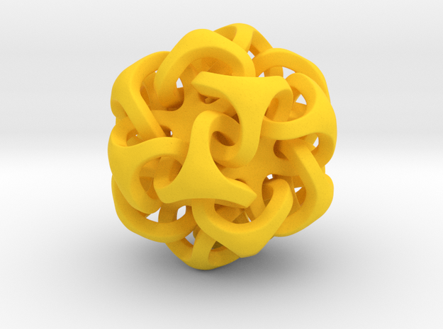 Interlocking Ball based on Icosahedron in Yellow Processed Versatile Plastic