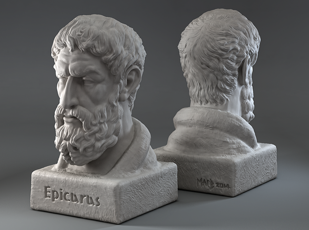 Epicurus Bust 12 inches in White Natural Versatile Plastic