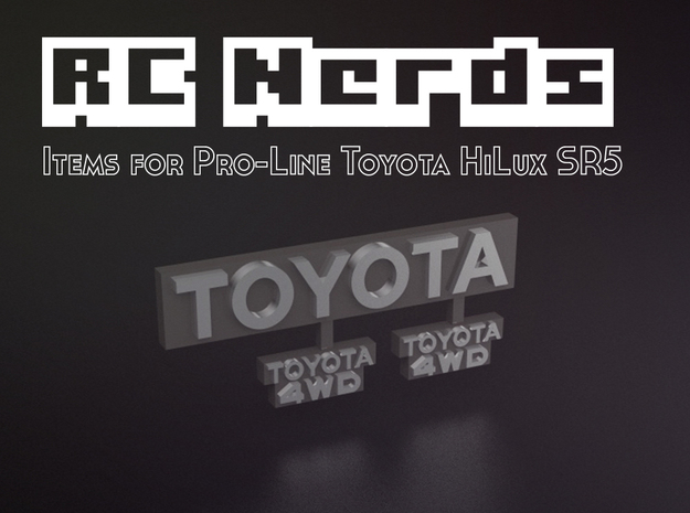 RCN014 Emblems for Pro-Line Toyota SR5  in Tan Fine Detail Plastic