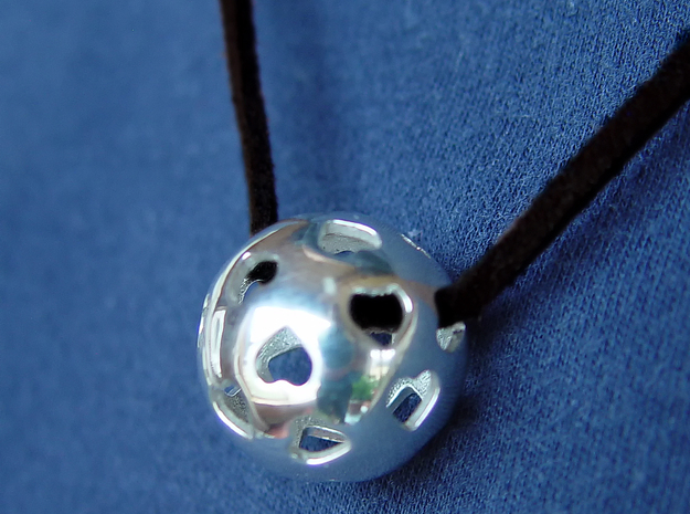 Hearts Orb Pendant in Polished Silver