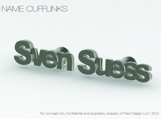 Custom Name Cufflinks - "Sven Suess" in Polished Bronzed Silver Steel