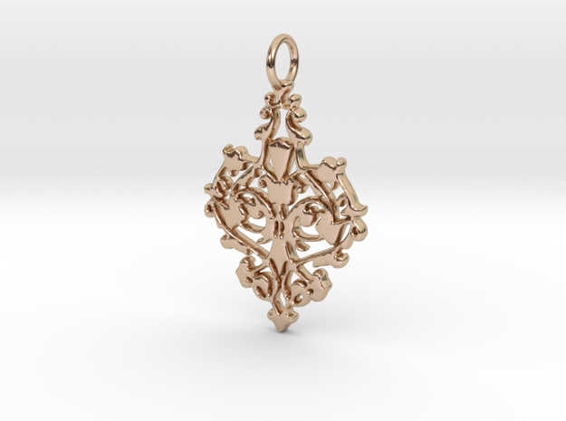 Elegant Vintage Classy Pendant Charm in 14k Rose Gold Plated Brass