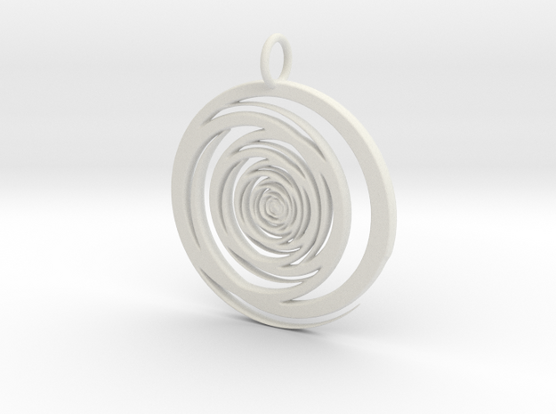 Abstract Vortex Swirl Pendant Charm in White Natural Versatile Plastic