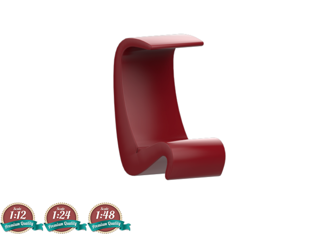 Miniature Amoeba Highback Chair - Verner Panton in White Natural Versatile Plastic: 1:24