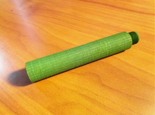 100mm 14mm+ External Airsoft Barrel Extension in Green Processed Versatile Plastic