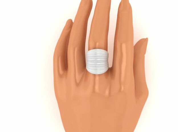 Stretch Texture Wide Ring  in White Processed Versatile Plastic