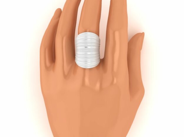 Stretch Texture Extra Wide Ring in White Processed Versatile Plastic