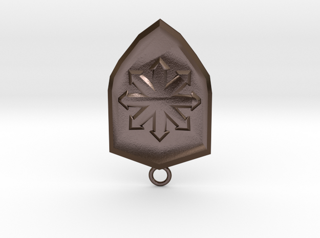 Chaos Shield Pendant in Polished Bronze Steel