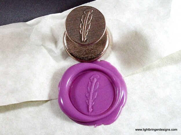 Quill Pen Wax Seal in Polished Bronzed Silver Steel