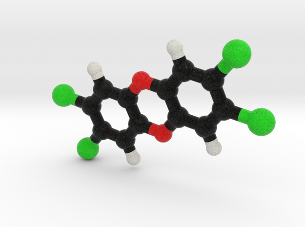Dioxin (TCDD) Molecule Model. 3 Sizes. in Full Color Sandstone: 1:10