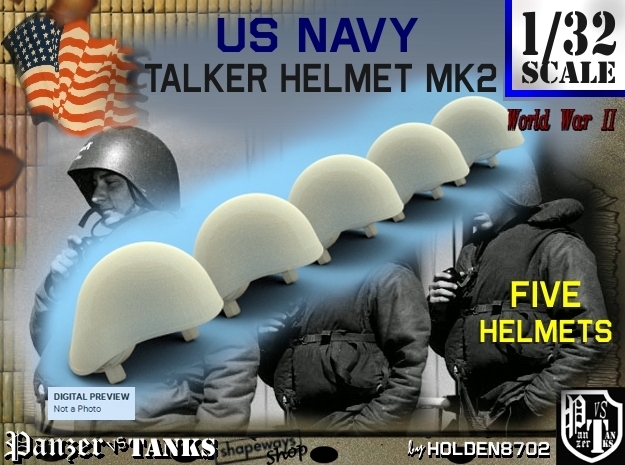 1-32 USN MK2 Headphones Helmet Set1 in Tan Fine Detail Plastic