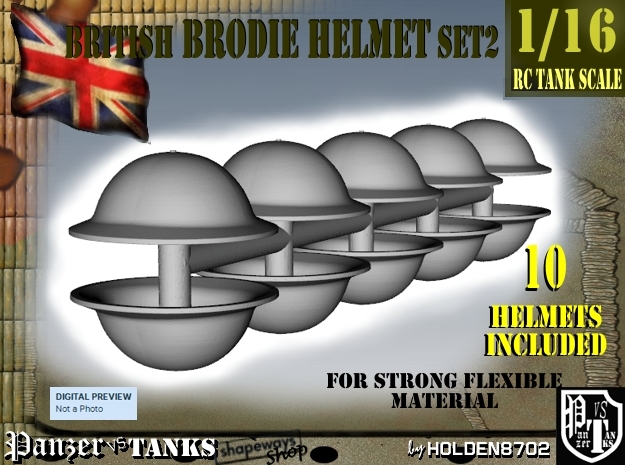 1-16 Brodie Helmet Set2 in White Natural Versatile Plastic