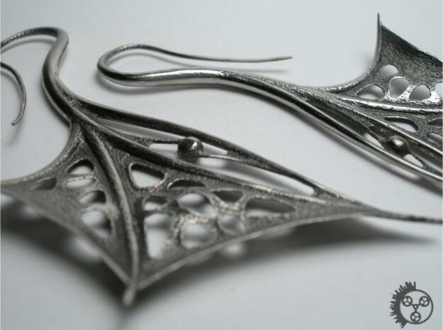 Wing Earrings in Polished Bronzed Silver Steel