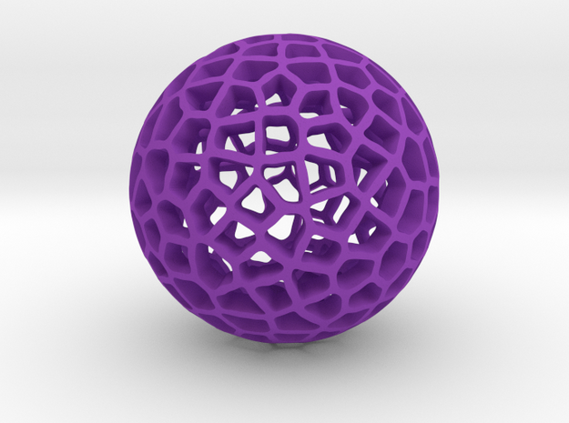 Vornoi Ball  in Purple Processed Versatile Plastic
