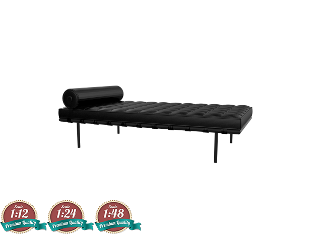 Miniature Barcelona Daybed Couch - Ludwig Van Der  in White Natural Versatile Plastic: 1:24