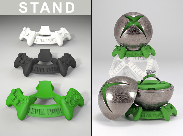 STAND for "X Ring BOX" - Geek and Gamer "Ring Box" in Green Processed Versatile Plastic