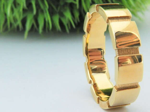 Square Band  M-006 in 14k Gold Plated Brass
