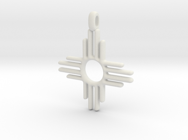 Zia Sun Native American Symbol Jewelry Pendant 2.5 in White Natural Versatile Plastic