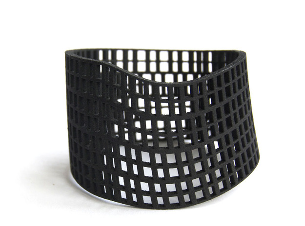 Twisted Cube cuff in Black Natural Versatile Plastic