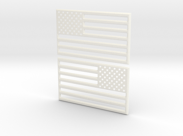 American Flag 3D Print STL V2 in White Processed Versatile Plastic