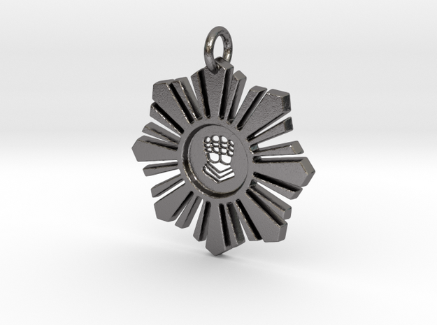 Silver Hand Medallion in Polished Nickel Steel