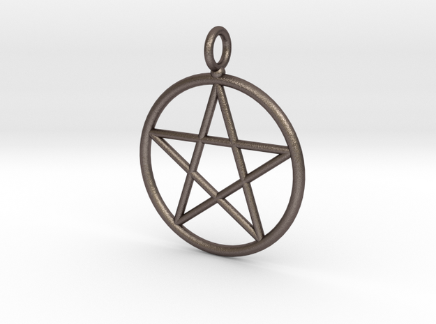Simple pentagram necklace in Polished Bronzed Silver Steel