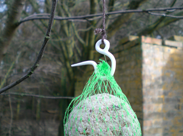 Birdfeed Ball Hook in White Processed Versatile Plastic
