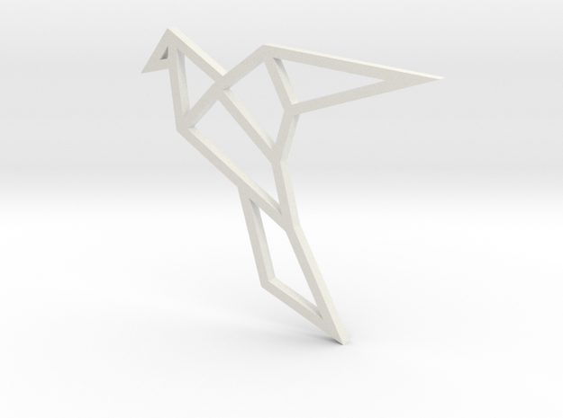 Geometric Bird Pendant in White Natural Versatile Plastic