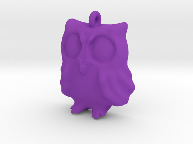 Owl Pendant in Purple Processed Versatile Plastic