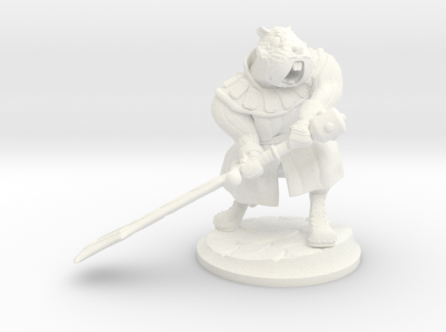Gregario the Half-Hamster warrior in White Processed Versatile Plastic