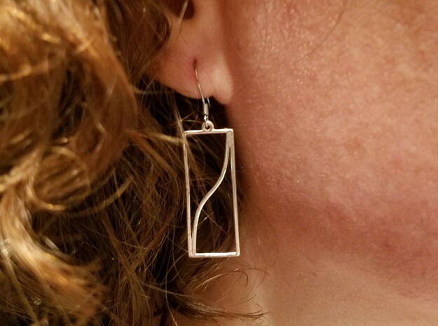 Tangent Function Earrings in Polished Silver