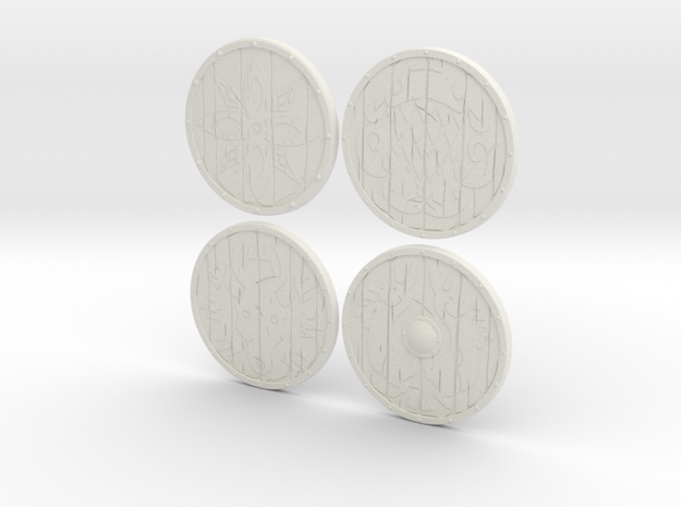 "BotW" Basic Shields Set in White Natural Versatile Plastic: 1:12