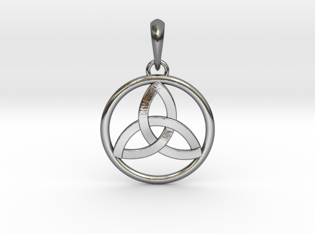 Pendant Amulet Triquetra Celtic Trinity Knot in Polished Silver (Interlocking Parts)