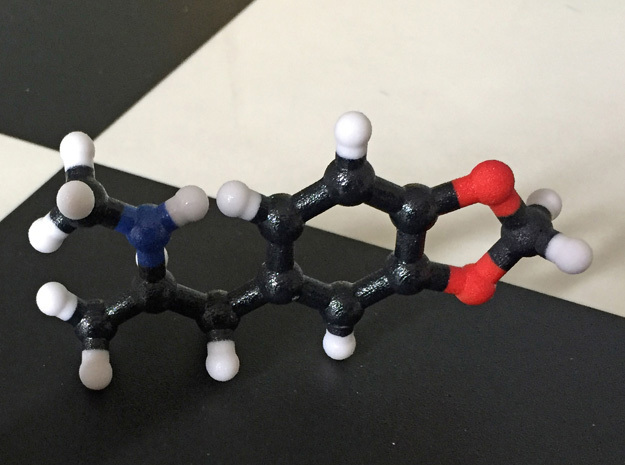 XTC / MDMA / Ecstasy Molecule Model. 3 Sizes. in Full Color Sandstone: 1:10