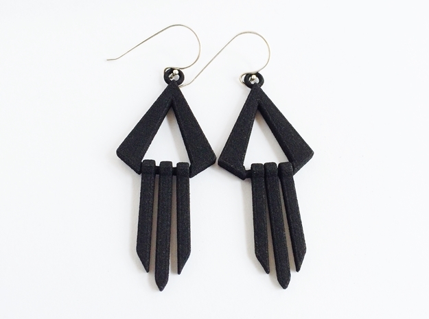 Geometric Earrings - Modern Dangle Earrings in Black Premium Versatile Plastic