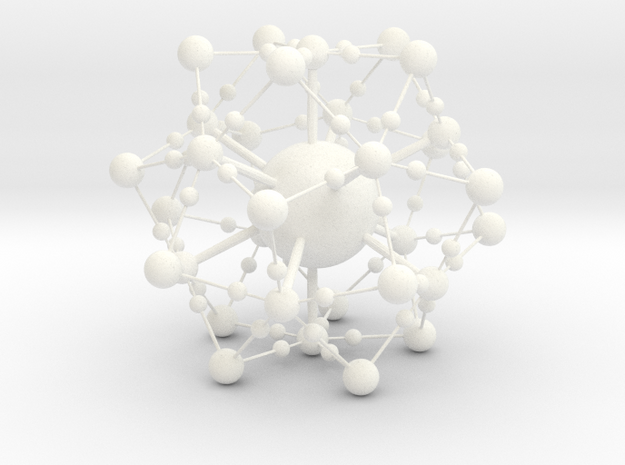 Complex Fractal Molecule in White Processed Versatile Plastic: Extra Small
