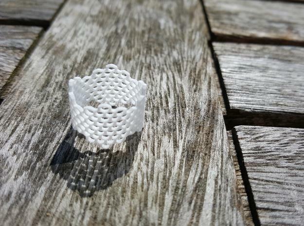 Honeycomb Band Ring in White Natural Versatile Plastic: 6 / 51.5