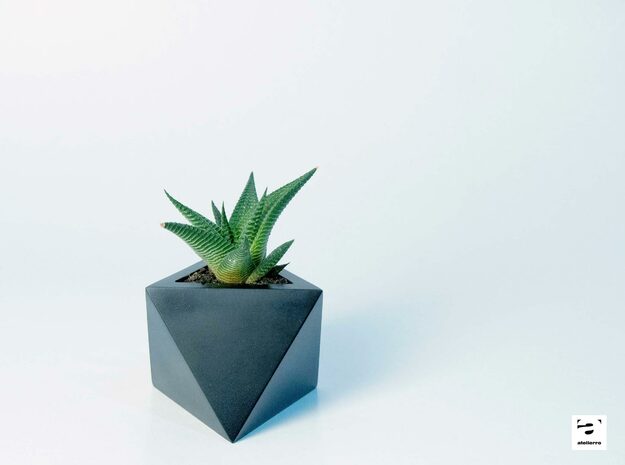 Octaedro - planter for succulents and cactuses in Black Natural Versatile Plastic: Small