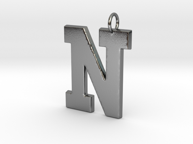 N Pendant in Polished Silver