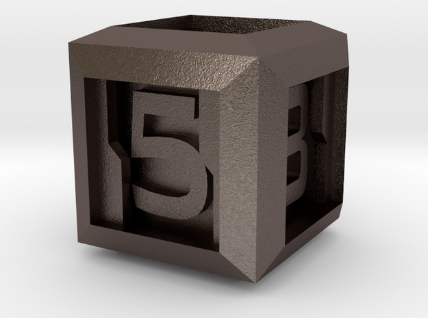 Sci-fi Crate D6 - 16mm die in Polished Bronzed Silver Steel