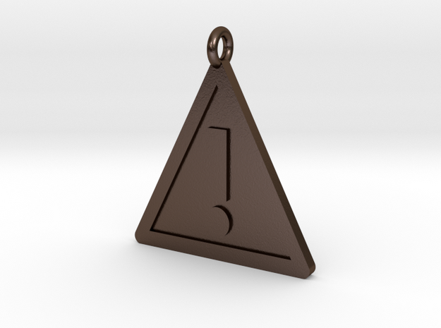 Warning Sign Pendant in Polished Bronze Steel
