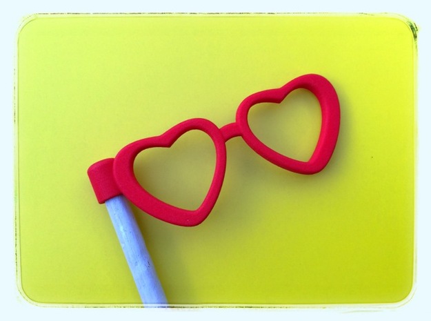 Glasses Penciltopper: Love edition in Red Processed Versatile Plastic