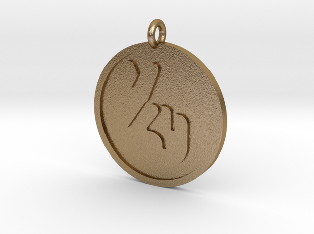 Fingers Crossed Pendant in Polished Gold Steel