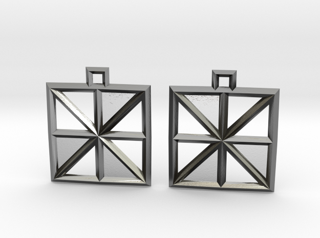 Square Alcove Earrings in Polished Silver